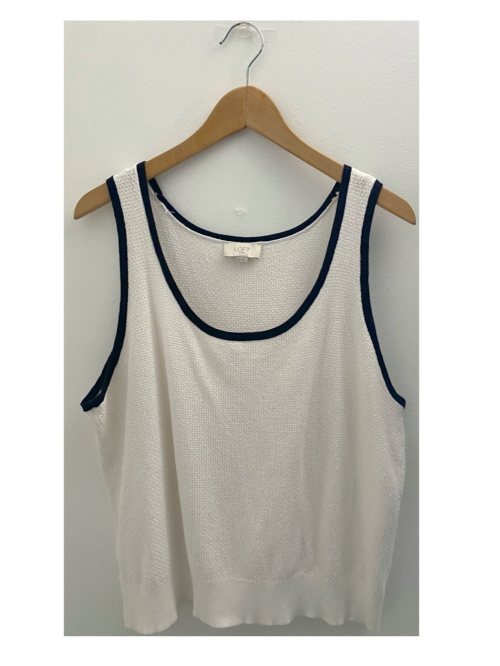 LOFT White Tank Top with Black Trim Size XL